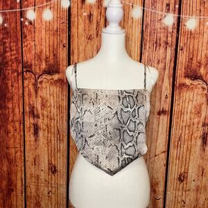 SALE!! Forever 21 snake print handkerchief top size Large elastic back black whi